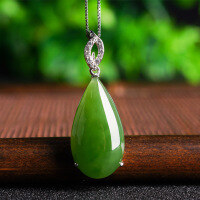 wholesale 925 Silver Inlaid Retro Chinese Style Drip Hetian Jasper Pendant with Certificate, Direct from Manufacturer-12*20mm teardrop pendant (without chain) >925 silver