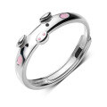 wholesale S925 Silver Women's Korean Style Small Fresh Cute Pig Adjustable Ring Animal Ring J4856-0-4