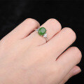 wholesale 925 Sterling Silver with Certificate Inlaid Cabochon Hetian Jasper Ring Wholesale Vintage Natural Green Gemstone Adjustable Women's Ring-0-2