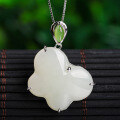 wholesale [925 Sterling Silver] National Trend Retro Style Hetian Jade Pendant for Women with Certificate, Green Jade Butterfly Button Necklace Pendant-0-0