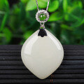 wholesale 925 sterling silver with certified natural Hetian jade pendant, fashionable peach-shaped teardrop gemstone necklace for women-0-0