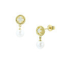 wholesale 9K Gold Japanese-style earrings with, natural opal, and pearl ear studs-0-4
