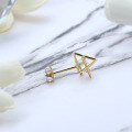 wholesale 9K Gold French Minimalist Niche Style Three-Dimensional Star White Zircon Earrings by Yili Jewelry Manufacturer Wholesale-0-3