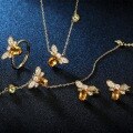 wholesale Sterling Silver Gold-Plated Japanese Korean Style Natural Citrine Cute Bee Earrings-0-3