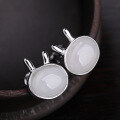 wholesale 925 Sterling Silver with Certificate, Tianshan Jade Earrings for Women, Light Luxury, Zodiac Rabbit, Inlaid Jade Earrings and Studs-0-5