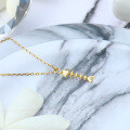 wholesale 9K Gold Yili Jewelry Japanese Minimalist Stylish Women's Fish Bone Pendant Necklace Set-0-1