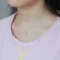 wholesale 9K Gold Yili Jewelry Japanese Minimalist Stylish Women's Fish Bone Pendant Necklace Set-0-3