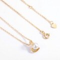 wholesale Plated in pure silver with gold finish, the minimalist luxury personalized pearl necklace features a heart-shaped pendant, perfect for layering over sweaters in autumn and winter-0-2