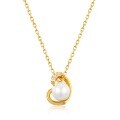 wholesale Plated in pure silver with gold finish, the minimalist luxury personalized pearl necklace features a heart-shaped pendant, perfect for layering over sweaters in autumn and winter-0-4