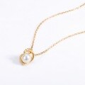 wholesale Plated in pure silver with gold finish, the minimalist luxury personalized pearl necklace features a heart-shaped pendant, perfect for layering over sweaters in autumn and winter-0-1