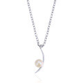 wholesale S925 Silver minimalist crescent shell pearl pendant necklace for women, small fresh pearl jewelry,-0-4