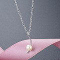 wholesale S925 Silver minimalist crescent shell pearl pendant necklace for women, small fresh pearl jewelry,-0-3