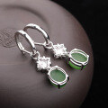 wholesale Wholesale vintage ethnic style 925 sterling silver inlaid Hetian jade earrings for women with certificate-0-2