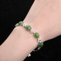 wholesale 925 Sterling Silver Inlaid with Natural Green Gemstone Evening Dress Egg-Surface Hetian Jasper Bracelet for Women-0-3