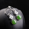 wholesale Wholesale vintage ethnic style 925 sterling silver inlaid Hetian jade earrings for women with certificate-0-1