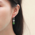 wholesale Wholesale vintage ethnic style 925 sterling silver inlaid Hetian jade earrings for women with certificate-0-3