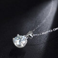 wholesale 925 Sterling Silver 1ct Round Cut Moissanite Necklace for Girlfriend, 6-Prong Moissanite Pendant Choker-0-2