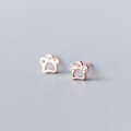 wholesale S925 Sterling Silver Stud Earrings Women's Korean Style Minimalist Cute Puppy Paw with Diamond Studs-0-2