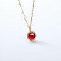 wholesale S925 Sterling Silver Gold-Plated Geometric Minimalist Natural Garnet Pendant Necklace for Women, Wholesale Luxury Jewelry-0-1