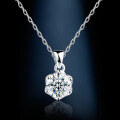 wholesale 925 Sterling Silver 1ct Round Cut Moissanite Necklace for Girlfriend, 6-Prong Moissanite Pendant Choker-0-0