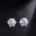 wholesale 925 Sterling Silver Fashion Moissanite Stud Earrings Gift for Girlfriend Commute Earrings Set with 50-Point Moissanite-0-5