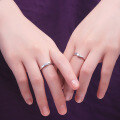 wholesale S925 Sterling Silver Adjustable Couple Wedding Ring with Zircon for Men and Women-0-2