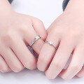 wholesale 925 Sterling Silver Hollow Heart Couple Rings for Men and Women, Open Adjustable Minimalist Korean Style Matching Bands-0-2