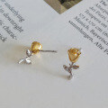wholesale S925 Sterling Silver Two-tone Rose Earrings With Preserved Flower-0-2