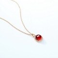 wholesale S925 Sterling Silver Gold-Plated Geometric Minimalist Natural Garnet Pendant Necklace for Women, Wholesale Luxury Jewelry-0-2