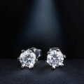wholesale 925 Sterling Silver Fashion Moissanite Stud Earrings Gift for Girlfriend Commute Earrings Set with 50-Point Moissanite-0-0