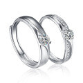wholesale 925 Silver Creative Source Factory Couple Rings, Minimalist Matching Set for Men and Women, Diamond-Embedded Open Finger Rings for Dropshipping-0-4