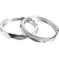 wholesale S925 Sterling Silver Couple Rings, Luxury Light Bridge of Sighs Kiss Matching Rings for Men and Women, Diamond-Cut Design Band Wholesale Gift-0-4