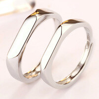 wholesale S925 Sterling Silver Plain Minimalist Diamond-Pattern Couple Rings Pair, Korean Style Original Creative Engravable Bands-Italian Couple Rings S925 Sterling Silver Open Ring for Women
