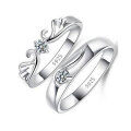 wholesale 925 Silver Crown Couple Rings Set, Adjustable Open-End Minimalist Matching Bands for Him & Her - Wholesale from Direct Manufacturer-0-4