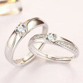 wholesale 925 Silver Creative Source Factory Couple Rings, Minimalist Matching Set for Men and Women, Diamond-Embedded Open Finger Rings for Dropshipping-0-0