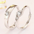 wholesale S925 Sterling Silver Adjustable Couple Wedding Ring with Zircon for Men and Women-0-0