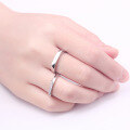 wholesale S925 Sterling Silver Plain Minimalist Diamond-Pattern Couple Rings Pair, Korean Style Original Creative Engravable Bands-0-2