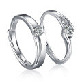 wholesale S925 Sterling Silver Adjustable Couple Wedding Ring with Zircon for Men and Women-0-4