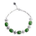 wholesale 925 Sterling Silver with Certificate Inlaid Light Luxury Premium Hetian Jadeite Ring Earrings Pendant Necklace Four-Piece Set-0-8