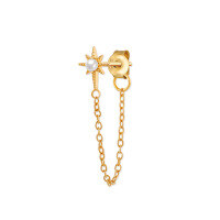 wholesale S925 Sterling Silver Single Tassel Earring With Diverse Zircon Inlays, Fashionable Minimalist Ear Clip And Ear Thread In Korean Style-Octagonal Star Pearl Earrings