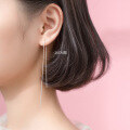 wholesale S925 silver minimalist design ear thread for women, Korean-style small fresh box chain, elegant bare chain earrings E0555-0-1