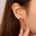 wholesale 925 Sterling Silver Women's Earrings With Zircon And Emerald,。-0-2