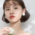 wholesale S925 Sterling Silver Earrings Women Simple and Fresh Pure White Cream Flower Forest Style Retro Ear Jewelry G3169-0-2