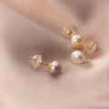 wholesale S925 Silver Ear Studs Women Korean Style Small Fresh Pearl Earrings Simple and Elegant for Pierced Ears Dainty and Delicate G3079-0-2