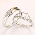 wholesale 925 Sterling Silver Princess and Knight Couple Rings Pair Adjustable Open Crown Matching Bands for Men and Women Wholesale from Manufacturer-0-0