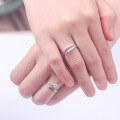 wholesale S925 Sterling Silver Creative Adjustable Opening Couple Rings Pair with Diamond, Valentine's Day Gift for Him and Her-0-2