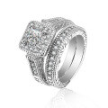 wholesale 925 Sterling Silver Fashion Square Zirconia Two-in-One Set Ring for Women, Cross-Border Bestseller-0-4