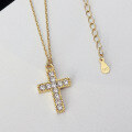 wholesale S925 Sterling Silver Full Zircon Pendant Cross Necklace For Men And Women, An Ins Cross-border New Accessory-0-2