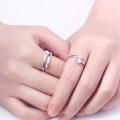 wholesale S925 Sterling Silver Creative Adjustable Opening Couple Rings Pair with Diamond, Valentine's Day Gift for Him and Her-0-3