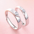 wholesale 925 silver creative minimalist adjustable love couple rings, open-ended unisex matching jewelry wholesale-0-0